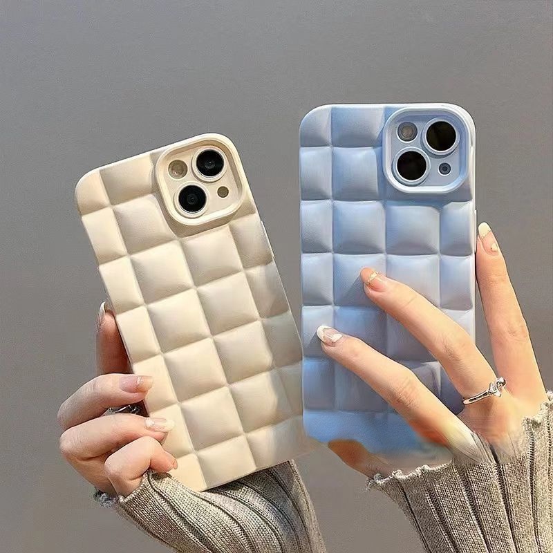Ốp Điện Thoại Họa Tiết Kẻ Ô Màu Xanh Dương Cho iPhone 12 13 14 11 Pro Max X Xs Max Xr