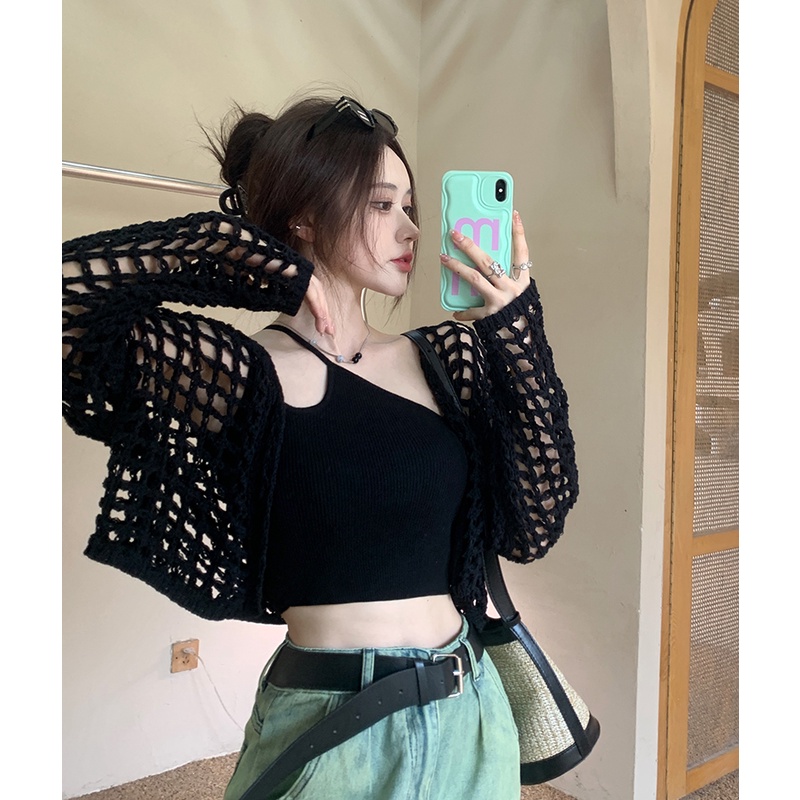 Áo Khoác cardigan Dệt Kim Tay Dài Chống Nắng Thời Trang Cho Nữ