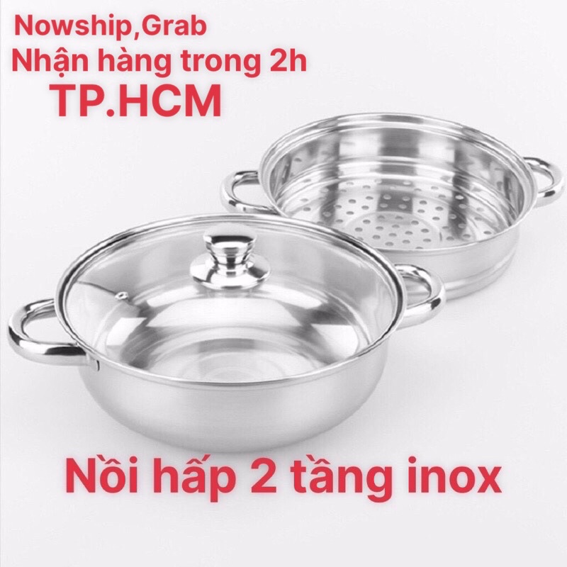 Nồi hấp 2 tầng inox cách thủy đa năng dùng trên mọi loại bếp