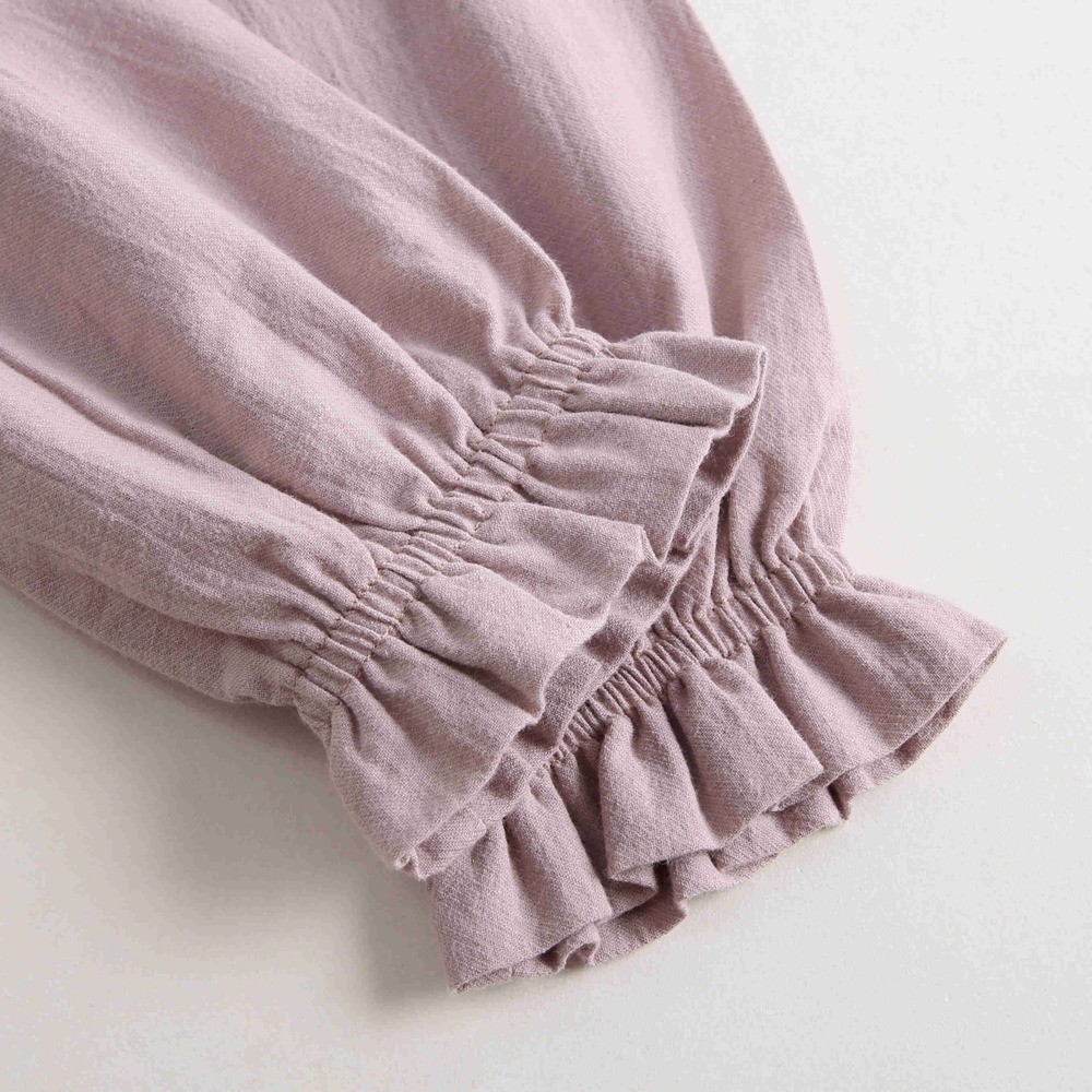 Đầm SANLUTOZ phối ren bằng cotton màu hồng cho bé gái