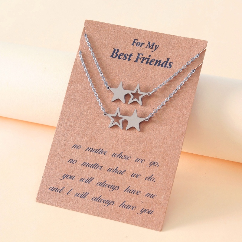 Set 2 Vòng cổ Mặt Ngôi Sao Năm Cánh Bằng Thép Không Gỉ
