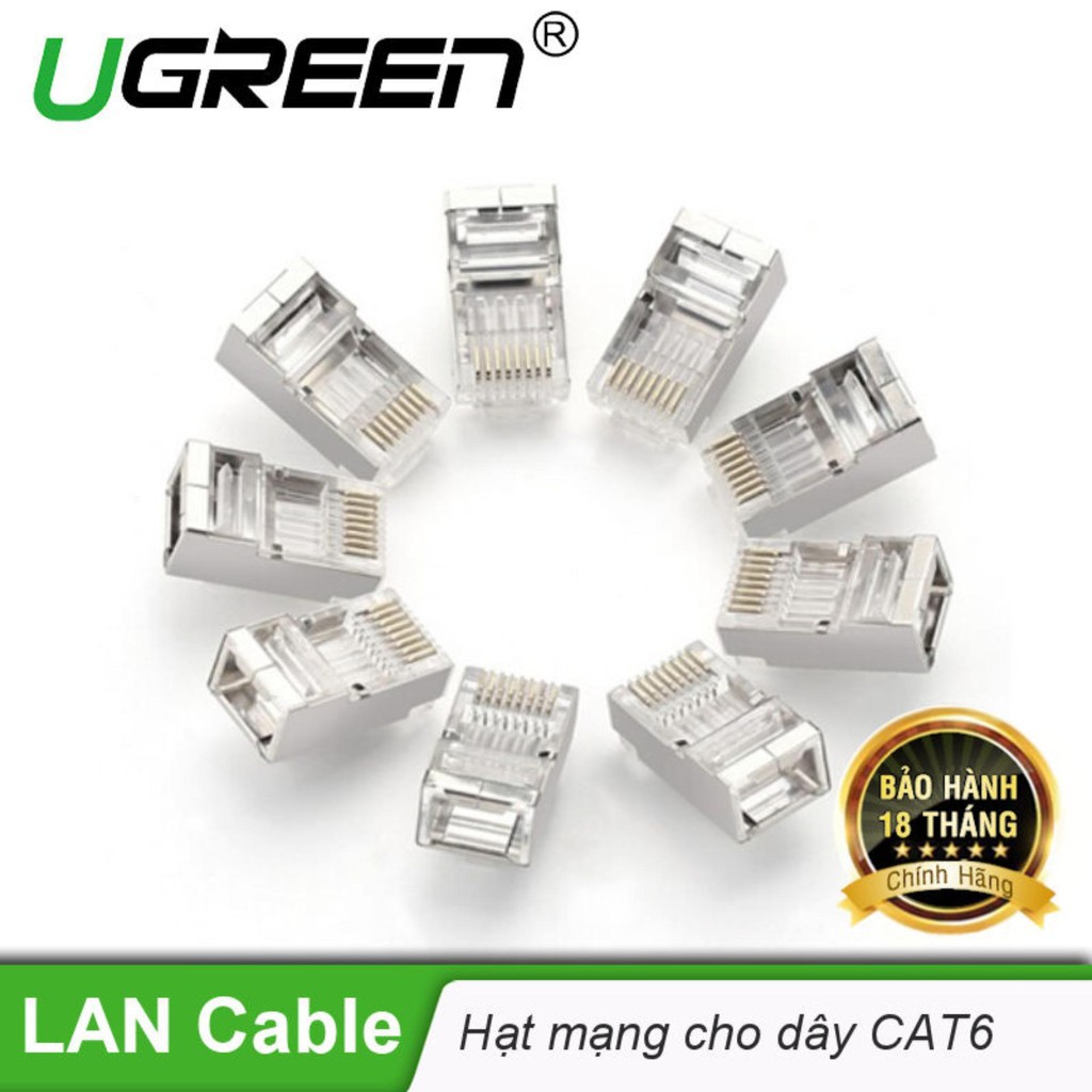 Túi 10 hạt mạng Ugreen 20333 chuẩn CAT6 bọc inox chính hãng - HapuStore