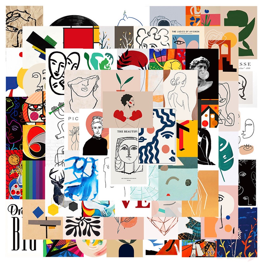 ❉ Nordic Abstract Art Series 03 Minimalist Stickers ❉ 64Pcs/Set Fashion DIY Mixed Decals Doodle Stickers