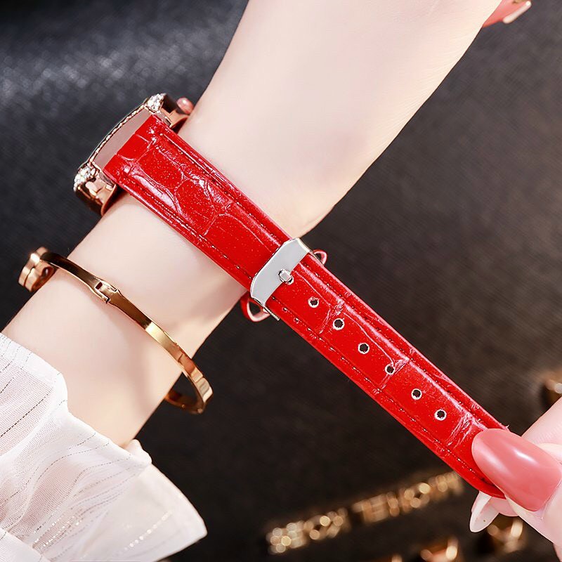 Đồng hồ thời trang nữ DZG Dda1 mặt oval dây da, mặt đính đá | BigBuy360 - bigbuy360.vn