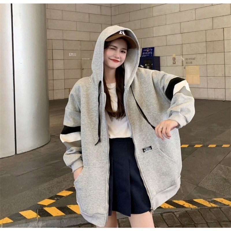Áo Khoác Hoodie Khoá Kéo form rộng và phồng Phong Cách Hàn Quốc Hàng Đẹp