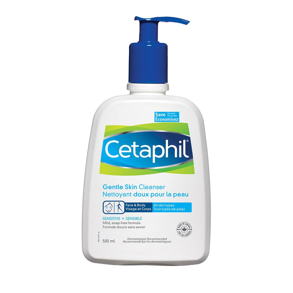 Sữa tắm và rửa mặt Cetaphil Gentle Skin Cleanser cho da nhạy cảm (500ml)