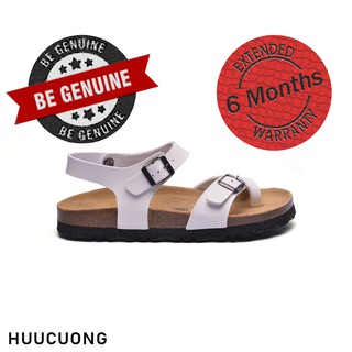 Sandal HuuCuong xỏ ngón trắng/đen đế trấu, chịu nước, chính hãng, bảo hành 6 tháng