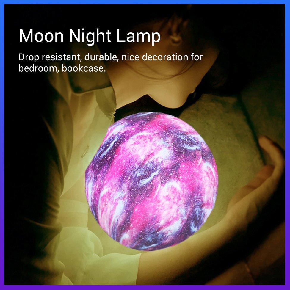 3D Print Galxy Moon Lamp 16 Colors Change Starry Sky Night Lamp Night Light