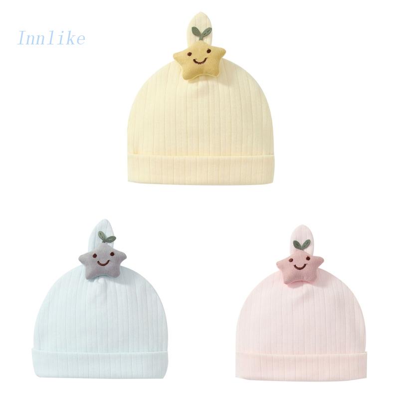 Mũ Beanie In Họa Tiết Ngôi Sao / Mặt Cười Dễ Thương Cho Bé Sơ Sinh 0-6 Tháng Tuổi