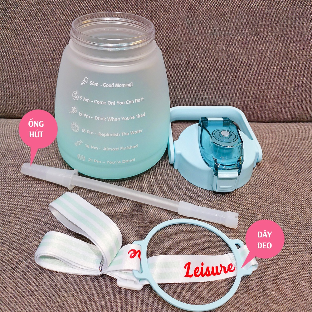 Bình Nước Có Vạch Báo Giờ Uống Nước Dễ Thương 1.3L – GH002