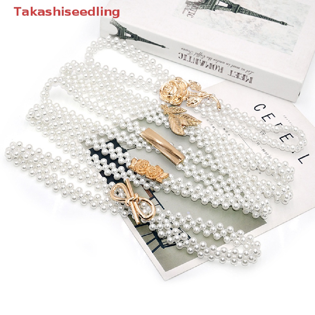 (Takashiseedling) Elegant Faux Pearl Dress Belt For Girls Elastic Belt Accessories Party Decor