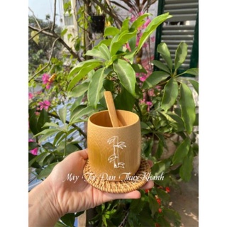Tre tự nhiên- Sét cốc tre/ly tre+thìa tre+ tấm lót ly+ống hút tre -Mây tre đan việt