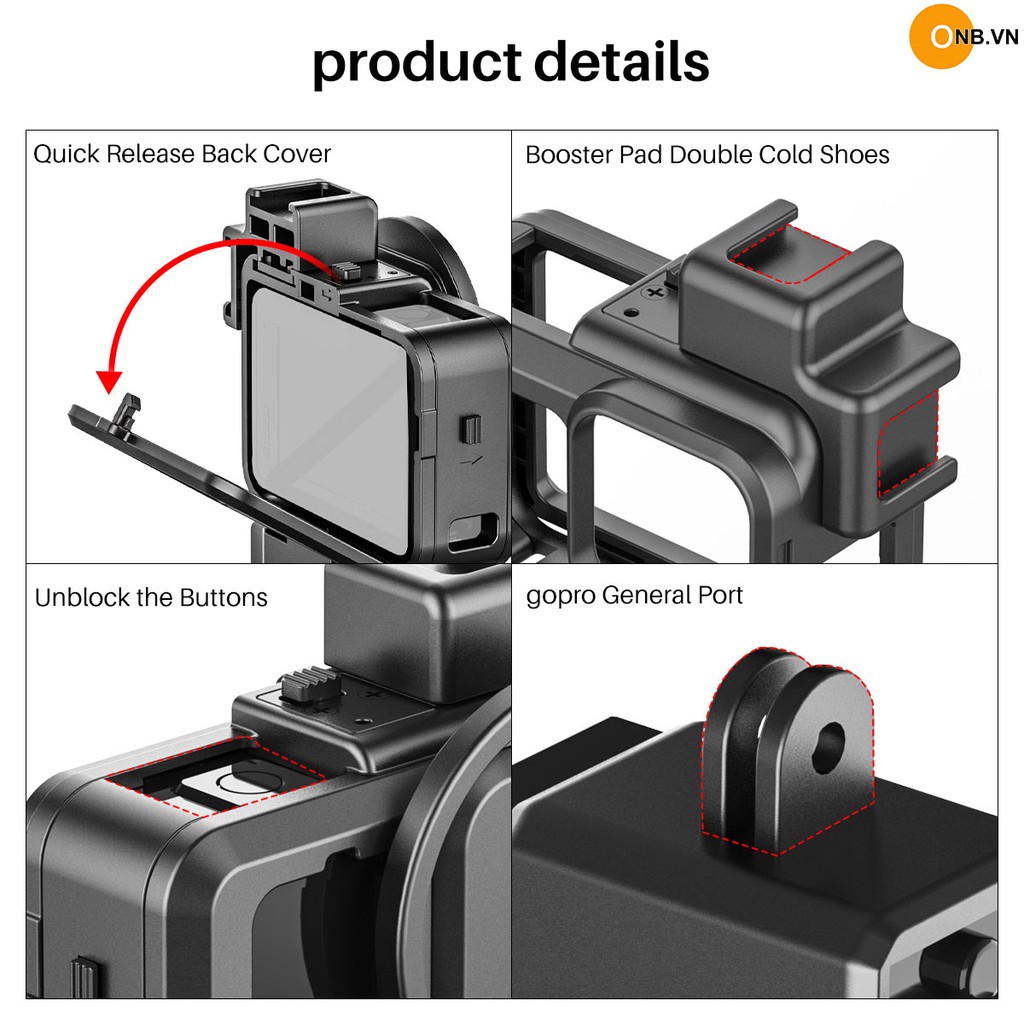 [Mã ELFLASH5 giảm 20K đơn 50K] Gopro 9 - Khung Ulanzi g9-4 Vlog nhựa gắn adapter mic