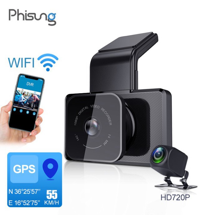 Sản Phẩm Camera hành trình ô tô Phisung K10 tích hợp camera sau Wifi GPS- Bảo hành điện tử chính hãng 12 tháng .