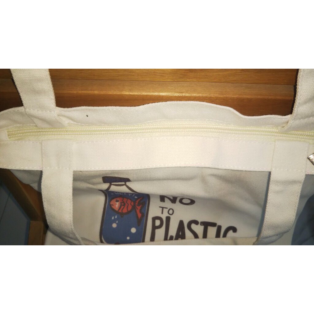 * trợ giá * Túi tote &quot;SAY NO TO PLASTIC&quot; chất Canvas Unisex