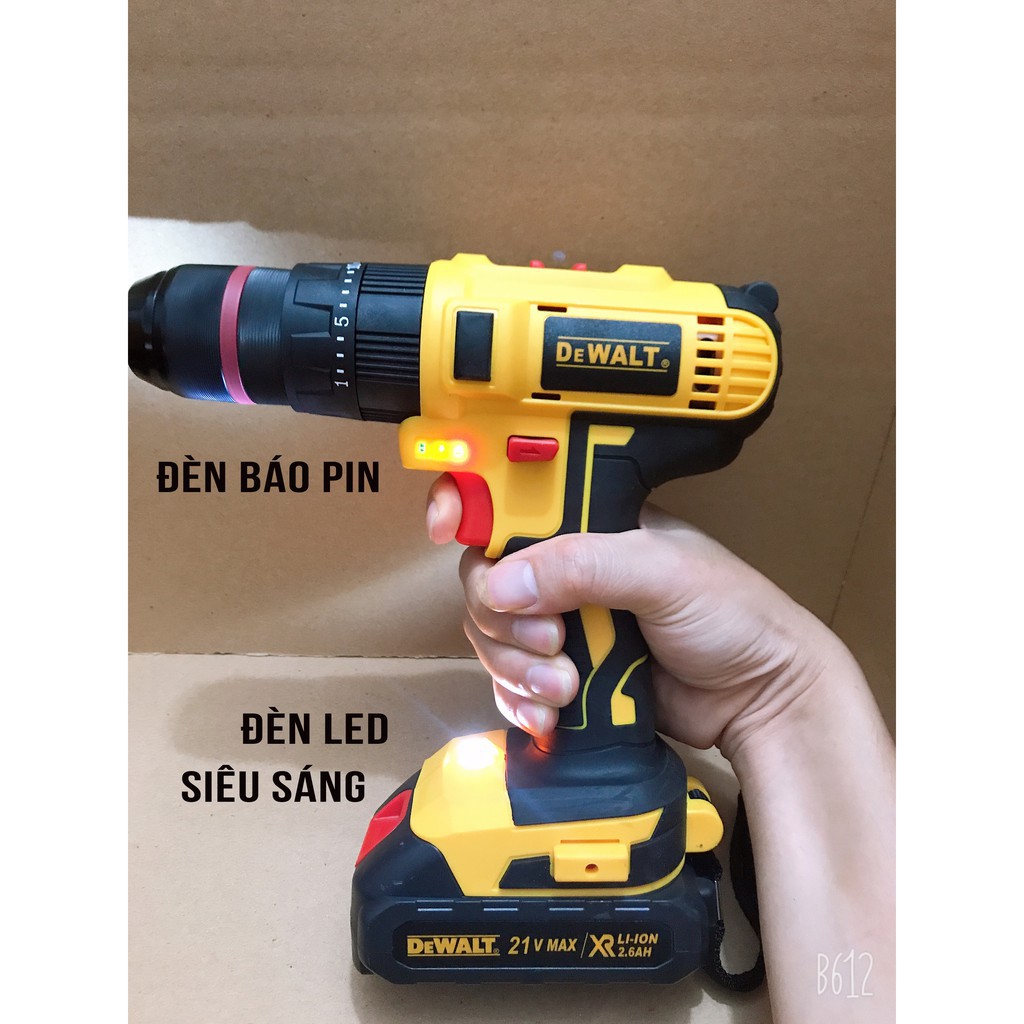 MÁY KHOAN PIN DEWALT 21V ĐẦU 13MM 3 Chế Độ Có Búa Khoan Bê Tông