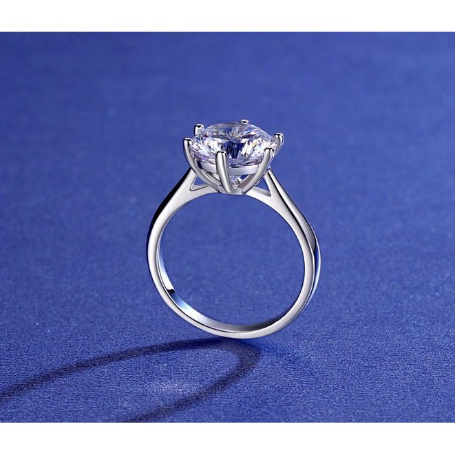 Nhẫn Bạc Sterling 100% S925 Sáu Góc Hình Trái Tim Và 8 Mũi Tên Màu Sắc Cổ Điển