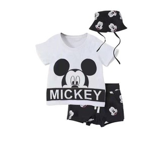 Set Bộ Mickey chất cotton kèm mũ hình cho bé trai