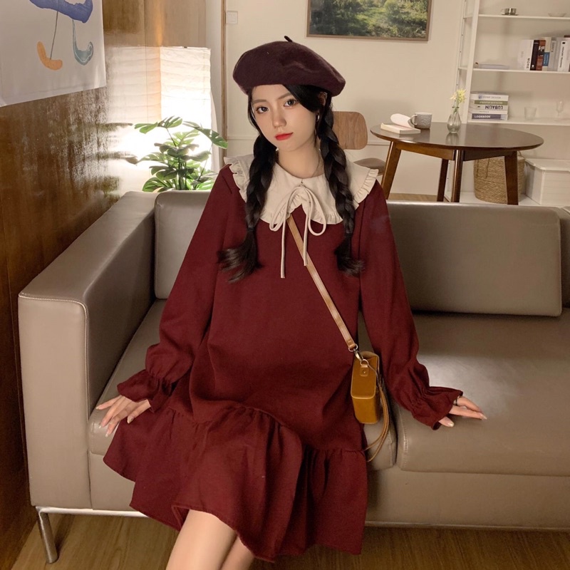 Đầm suông chân bèo cổ sen,đầm nữ form babydoll rộng thích hợp cho bạn gái đi chơi đi làm cực hot