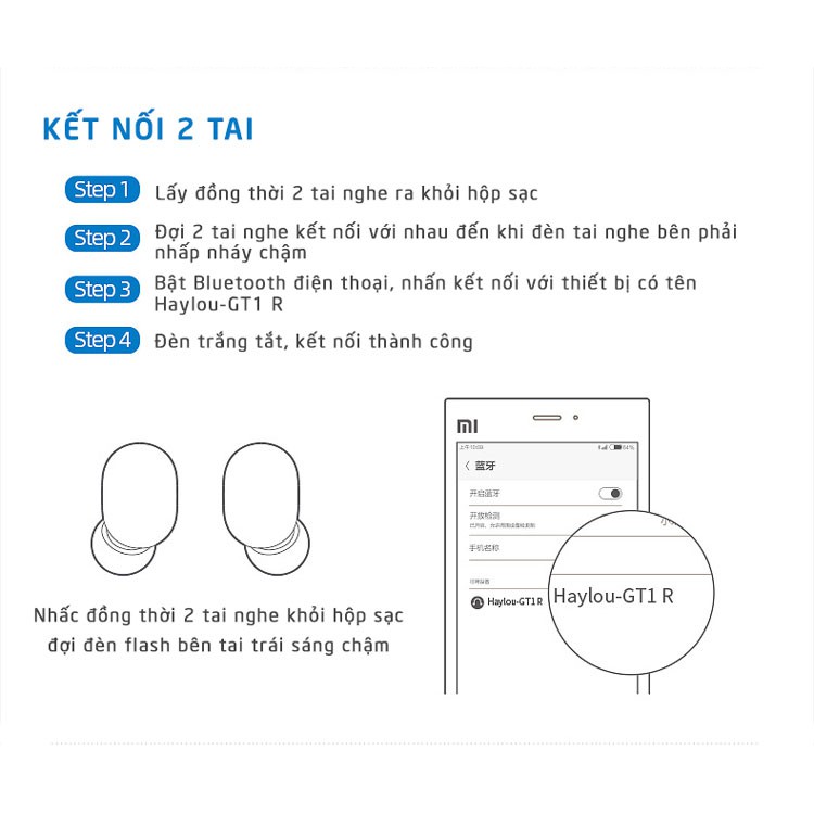 Tai Nghe Bluetooth True Wireless Haylou GT1 V5.0 Chống Nước Giảm Tiếng Ồn