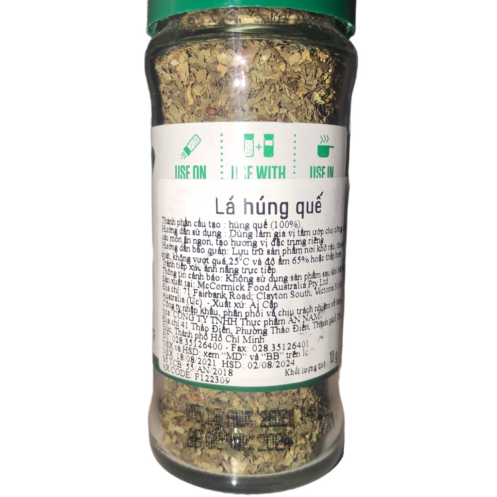 Lá Húng quế McCormick 10g/Basil Leaves 10g