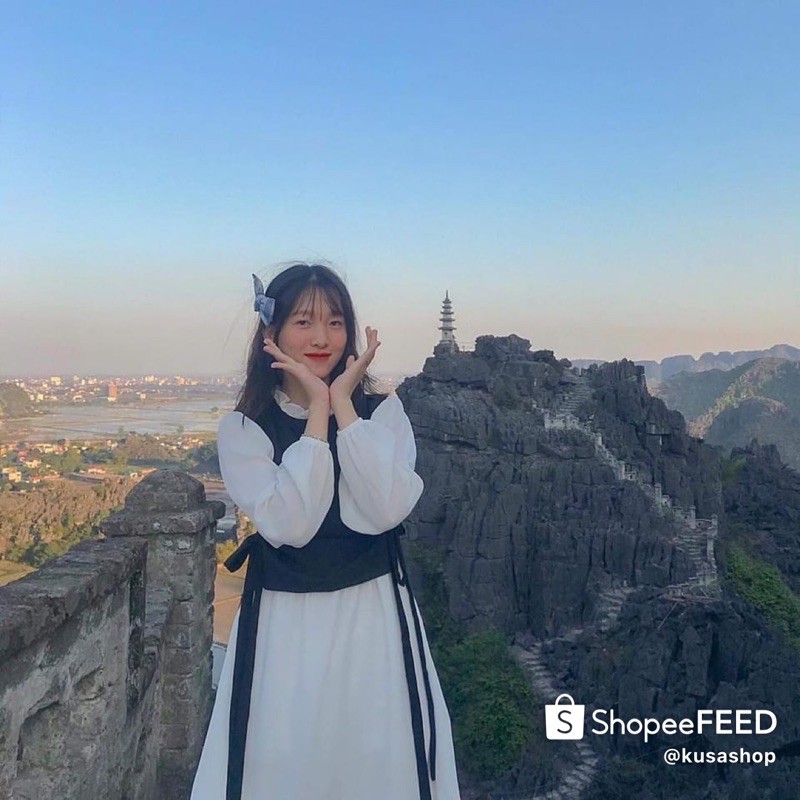 Set Váy yếm Áo Gile buộc nơ eo Hàn Quốc (hình thật/ sẵn) | BigBuy360 - bigbuy360.vn