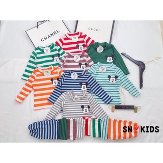 Xả Bộ cotton len kẻ mickey cho bé gái