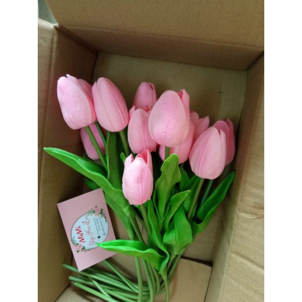 Hoa Giả - Cành Hoa Tuylip cao su loại 1 lá xoăn- Trang Trí Nhà Cửa - cắm hoa để bàn, Bó Hoa Cưới