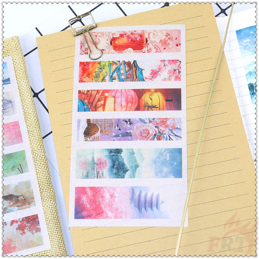 ❀ Ins: Good Vibes - Hình Dán Washi Phong Cảnh Trung Quốc Đẹp Mắt ❀ Set 6 Tấm Sticker Dán Trang Trí Thời Trang