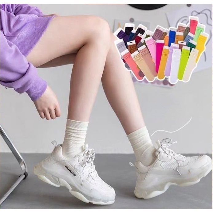 Vớ Cổ Cao Nhiều Màu Sắc Thời Trang Cổ Điển Phong Cách Hàn Quốc