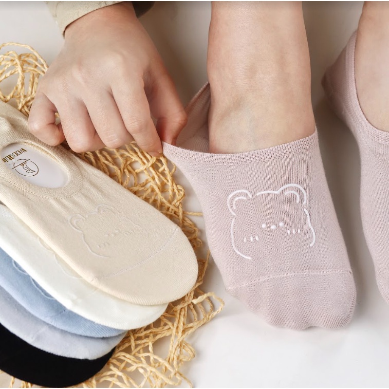 Tất Lười Nữ Đuôi Gà cotton mềm mịn mang êm chân co dãn thoải mái in hình gấu siêu xinh _ NANGGAU