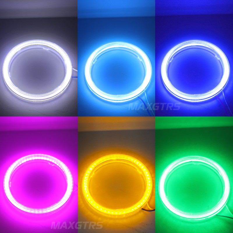 Bộ 2 Đèn Pha LED COB Dạng Vòng Halo Tự Động Phá Sương Mù Cho Xe Hơi / Xe Máy MAXGTRS