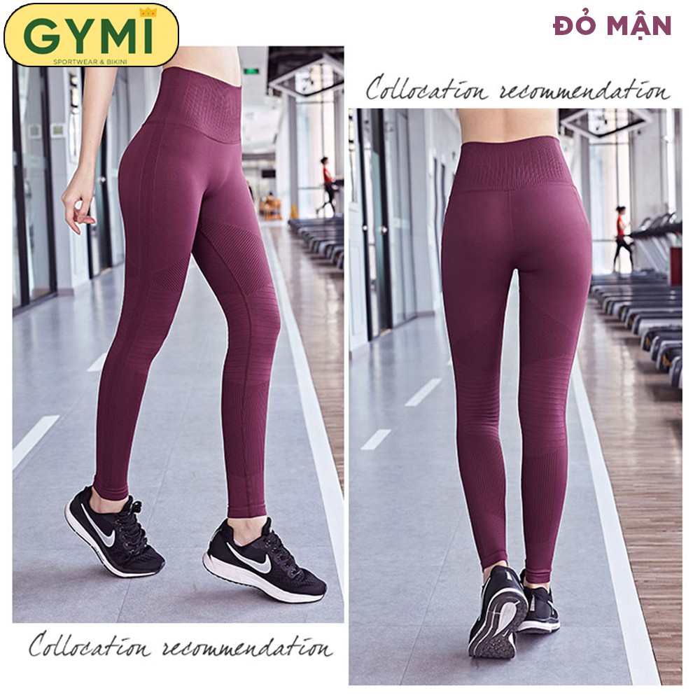 Quần tập gym yoga nữ GYMI QD02 dáng dài legging thể thao lưng cao nâng mông chất vải dệt cao cấp