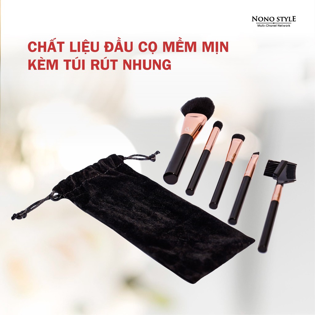 [Sale Off] Bộ Cọ Trang Điểm Cao Cấp - Bộ 5 Món - Lông Mềm Mượt Ăn Phấn, Kem - Đàn Hồi - Hàng Chính Hãng