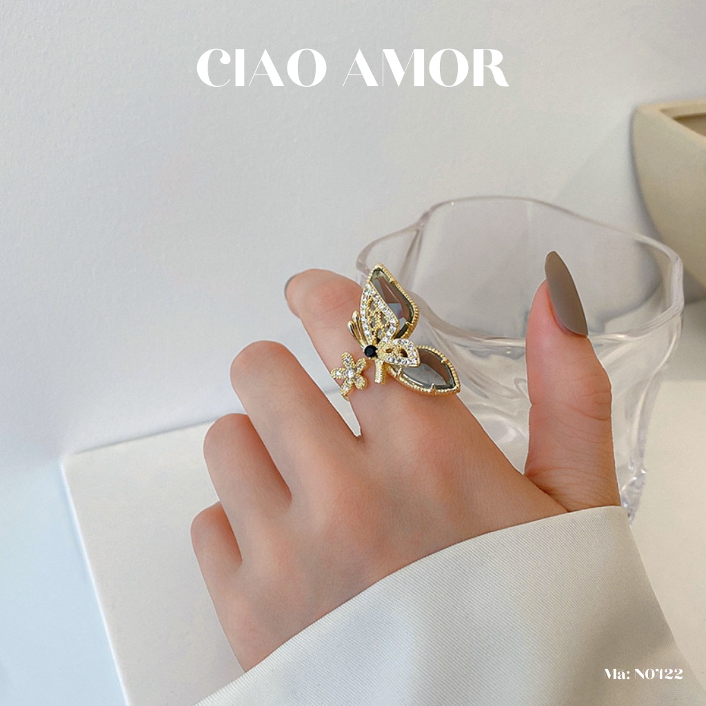 Nhẫn nữ, Nhẫn đẹp cánh nửa sang chảnh to bản Trang sức Ciao Amor - N0422