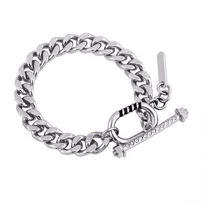 Lắc Tay Cuban Nam OT Streetwear Hiphop Merin Accessories Màu Bạc Bản To Khóa Cài - Vòng Nam Thép Titan Không Gỉ- Vòng OT