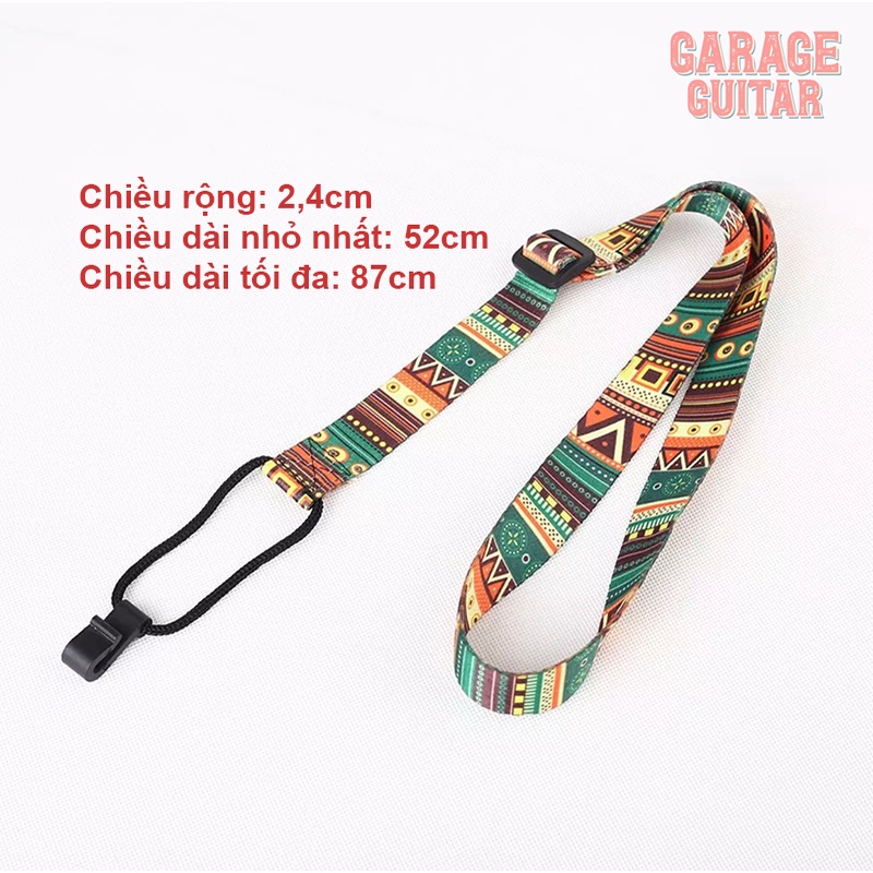 Dây đeo  đàn Ukulele kiểu truyền thống không cần đục thùng, họa tiết thổ cẩm - Garage Guitar