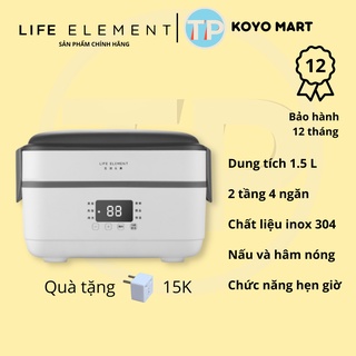 Hộp cơm cắm điện hẹn giờ Life element F36, 1.5 lít, nấu chín cơm, hâm nóng, giữ nhiệt, hộp cơm văn phòng, cặp lồng điện