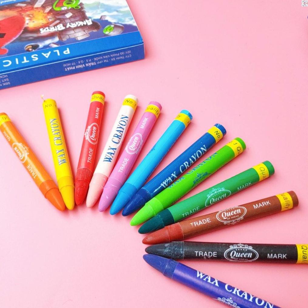 Bộ Sáp Màu Queen, Tô Màu Đẹp Không BỊ Gãy -Gồm 12/18 Màu