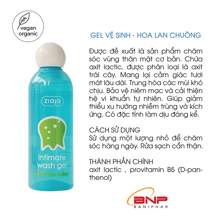 Dung dịch vệ sinh phụ nữ Intimate Ziaja Hoa Lan Chuông thơm mát dịu nhẹ, cân bằng pH tự nhiên, dưỡng ẩm sâu 200ml