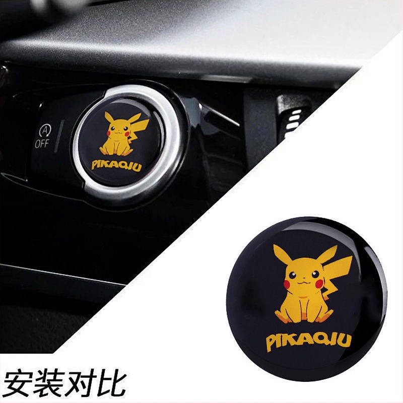 Miếng dán trang trí nút khởi động trong xe hơi với họa tiết hoạt hình sáng tạo