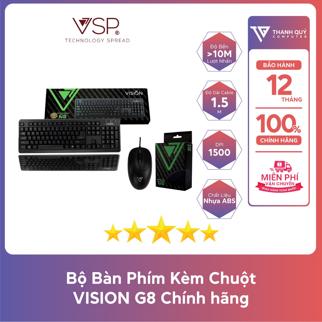 Bộ Bàn Phím Kèm Chuột VISION G8 - Chính Hãng - Bảo Hành 12 Tháng