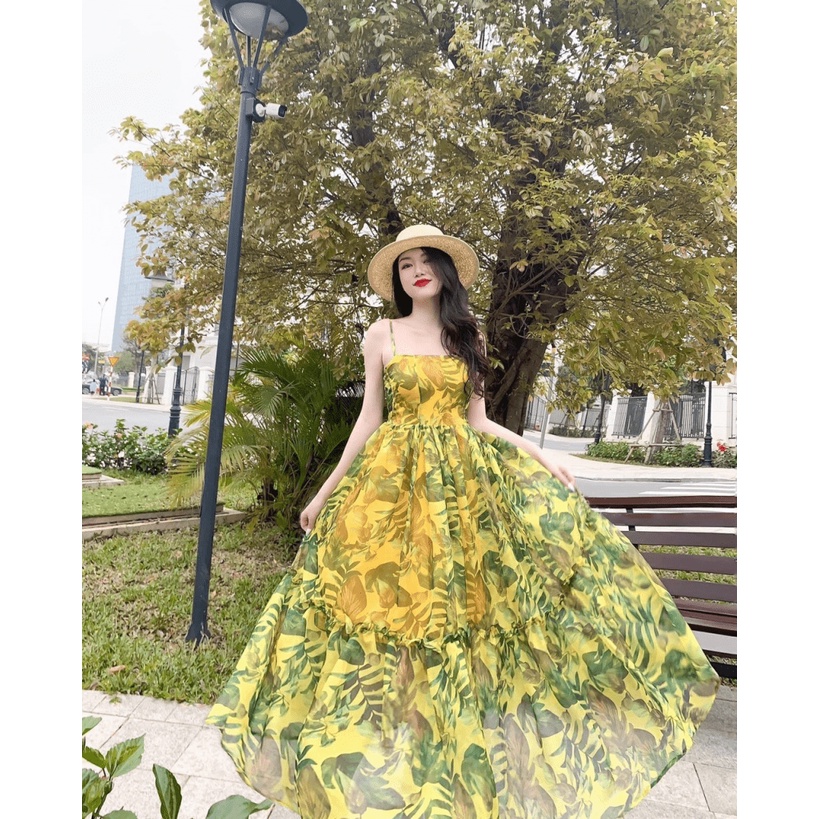 (Free ship) Mẫu Đầm Voan Hai Dây Váy Tầng Xinh Như Tiểu Thư UP VLTN Shop