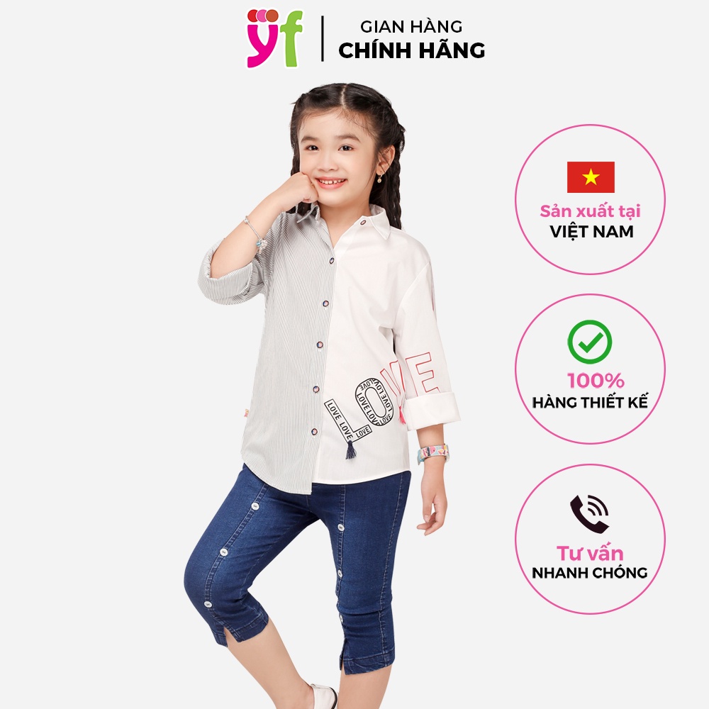 Áo sơ mi bé gái + quần jean lửng cho bé gái thiết kế hiệu YF 8AX504-8QX505