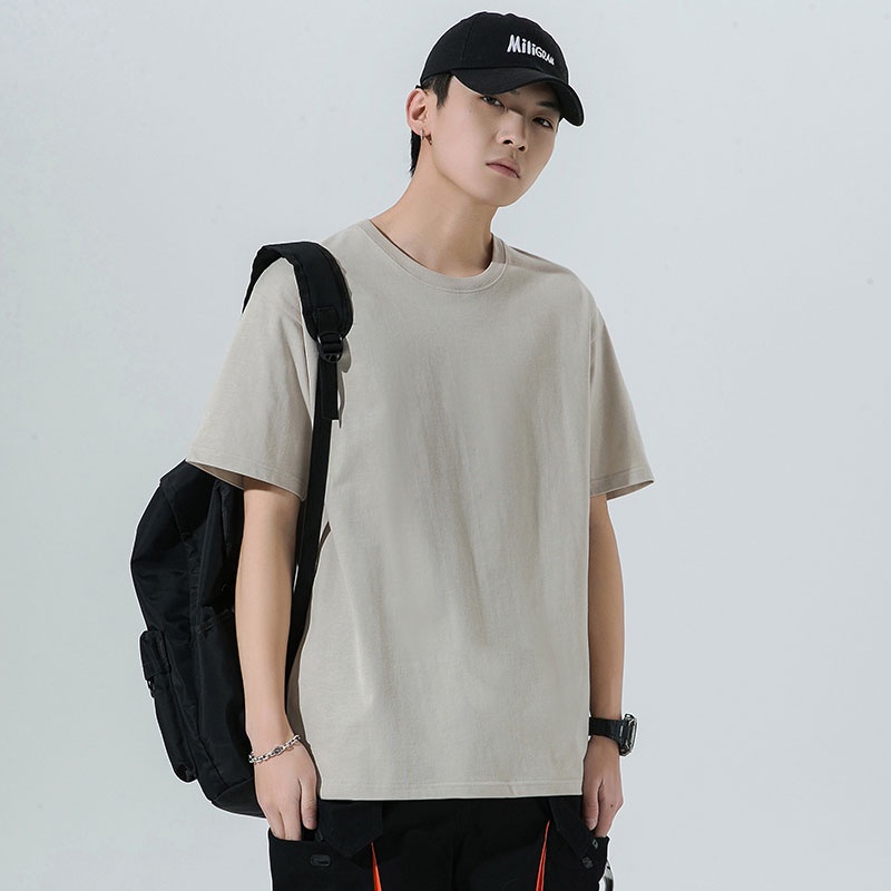 Áo Thun Tay Ngắn Cổ Tròn Màu Sắc Đơn Giản Chất Liệu Cotton Cao Cấp Thời Trang Cho Nam