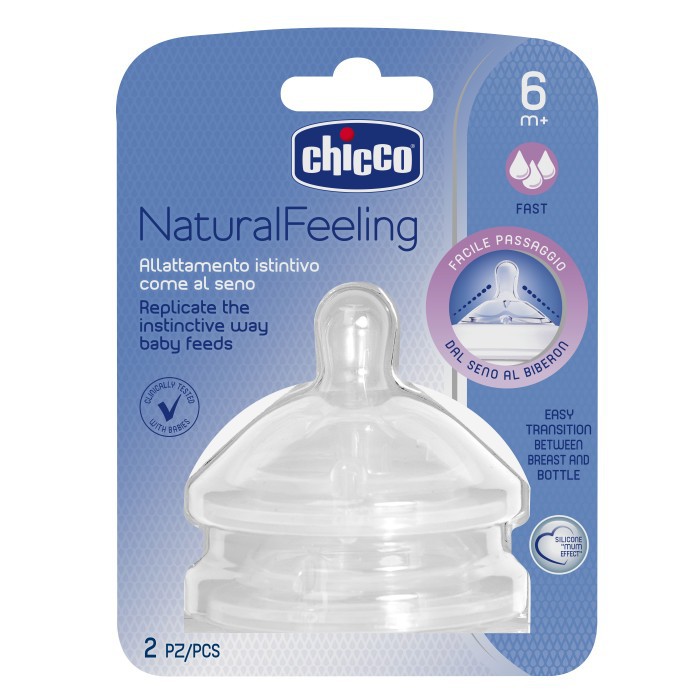 [Sản xuất tại Ý] Bộ 2 núm ty NATURAL FEELING Chicco các size