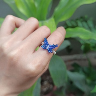 Nhẫn Nữ Butterfly Hạt Cườm 2mm Co Giãn Nhiều Màu Sắc