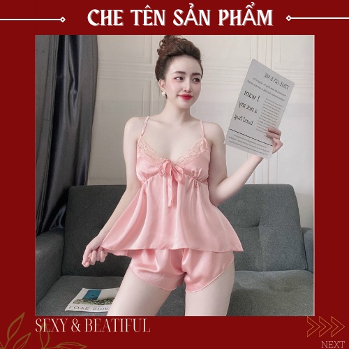 Bộ Đồ Ngủ Đùi [𝐒𝐈𝐄̂𝐔 𝐇𝐎𝐓] Kèm Mút Ngực Satin Cao Cấp Mịn Mát, Form Lên Chuẩn Rất Sang , Mẫu Mới 2021 <60kg- Sun Shop | BigBuy360 - bigbuy360.vn