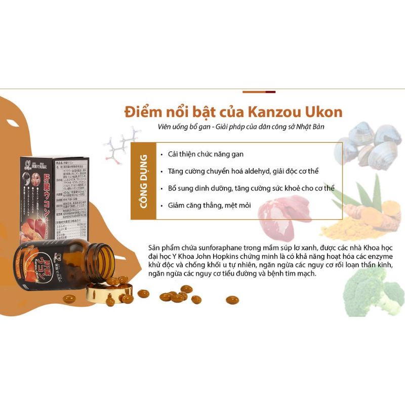 Kanzou Ukon hộp 90 viên Chăm sóc và bảo vệ tế bào gan cho lá gan khỏe mạnh