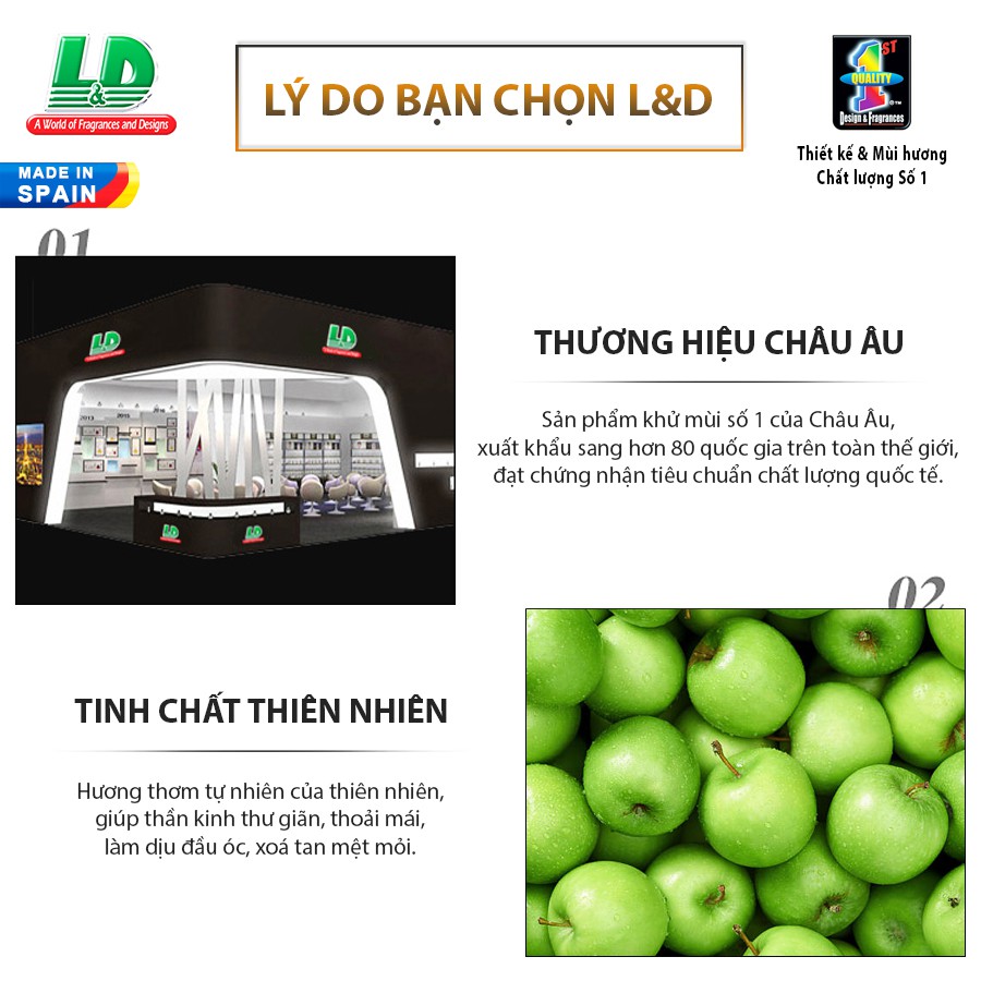 [Mã BMBAU50 giảm 10% đơn 99k] Lá Thơm Nụ Cười May Mắn L&amp;D Mister Nature Green Apple Nhập Khẩu Chính Hãng